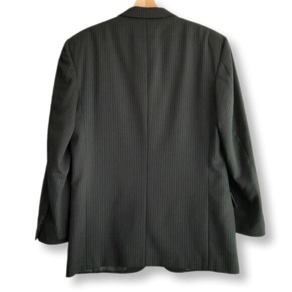 CALVIN KLEIN Italy Wool Blend Blazer Jacket Pin-Stripe Black Men's Sz 40 S - Picture 2 of 14